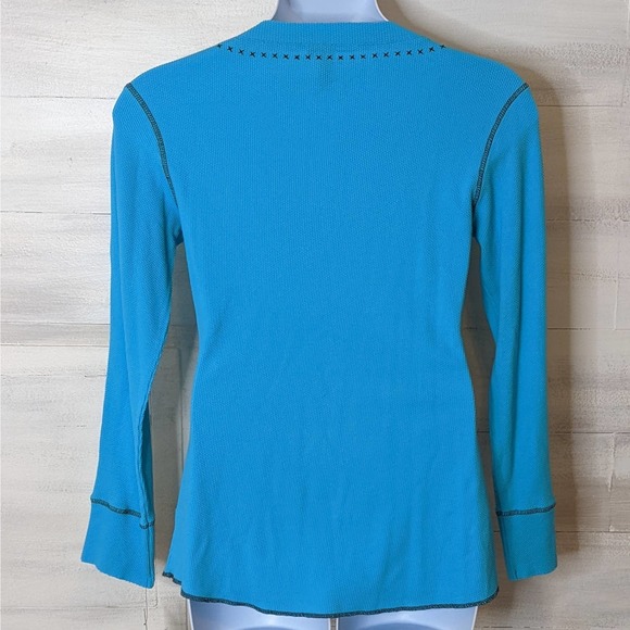 Pro Rodeo Big Buckle Thermal Turquoise/Brown Long Sleeve Shirt Size XXL NWT - Picture 2 of 5